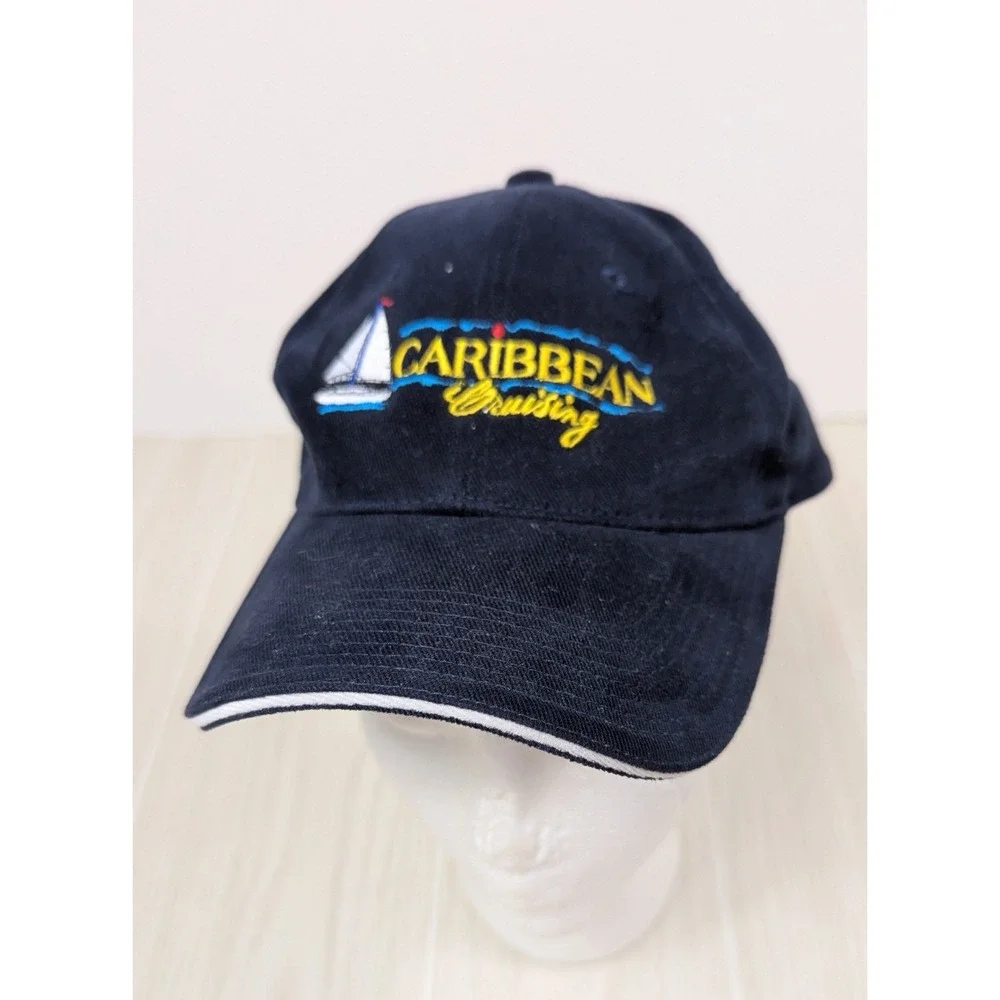 Tami Sports Caribbean Cruising Baseball Hat Cap Blue Sailboat Embroidered Adjust